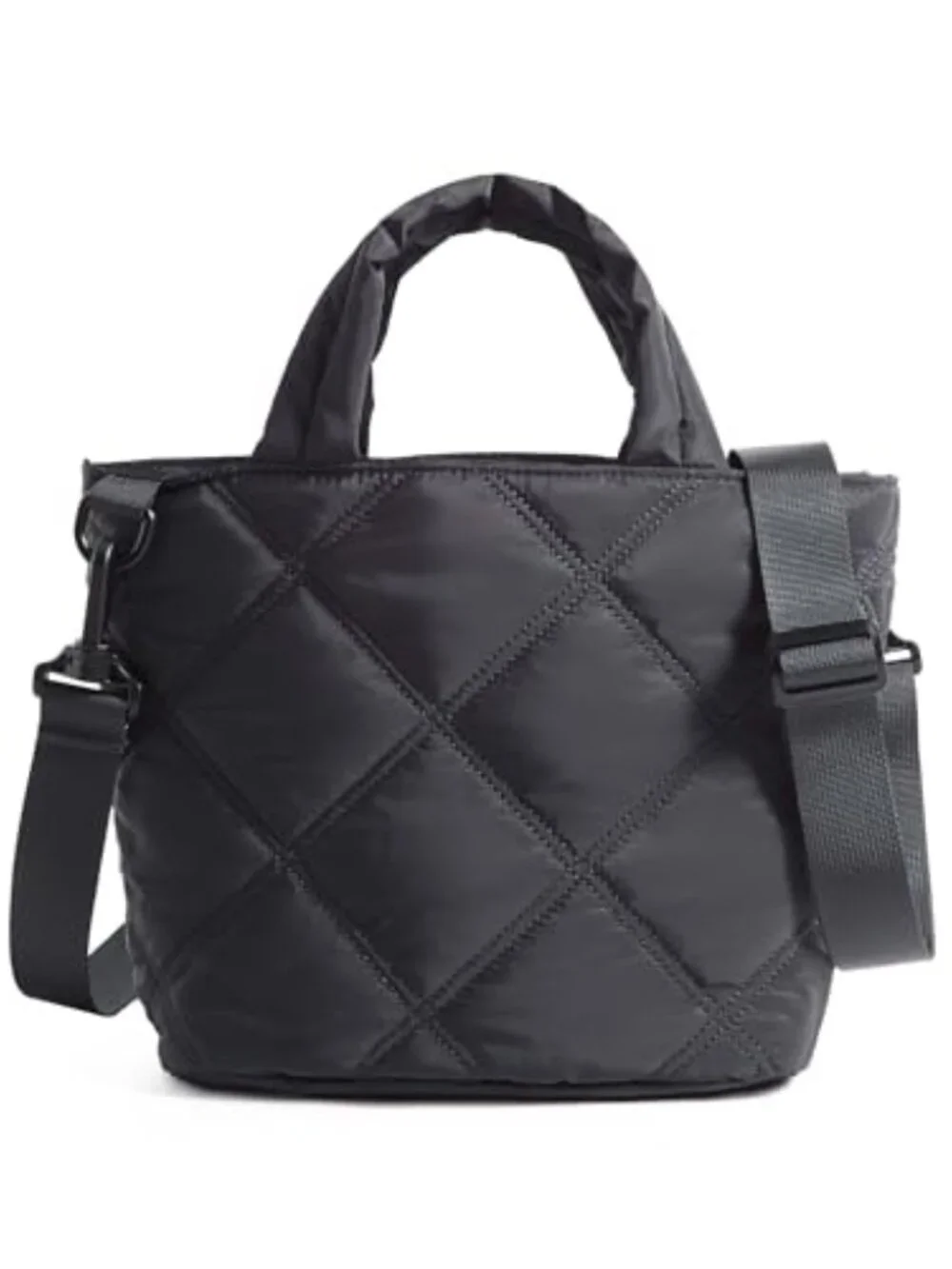 Lightweight Nylon Puffer Crossbody Bag with Multiple Pockets